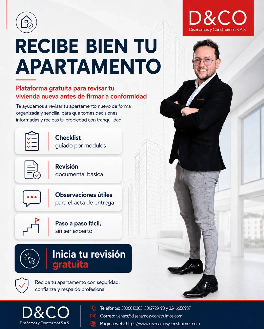 Recibe Bien Tu Apartamento — plataforma gratuita de D&CO para revisar tu vivienda nueva antes de firmar a conformidad